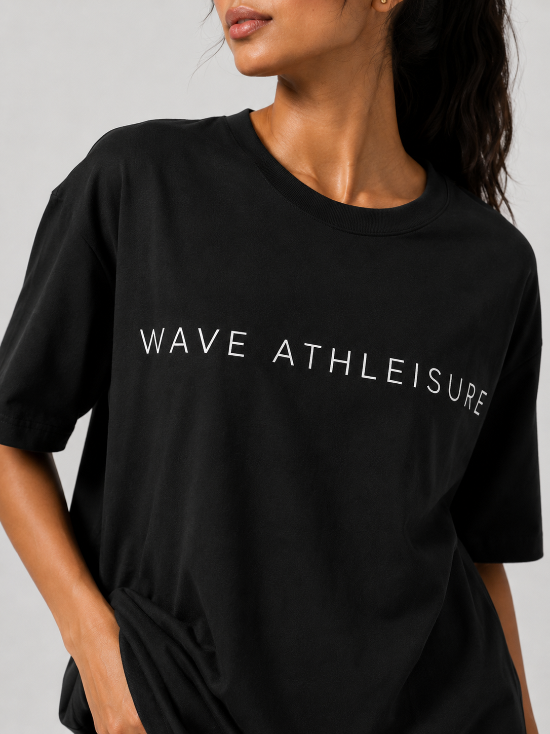 Wave Athleisure Black Oversized Tee