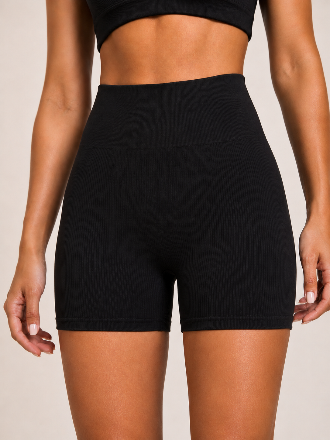 Pulse Seamless Ribbed Shorts - Black