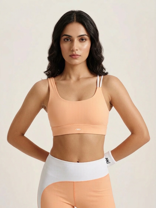 Peach Offset Sports Bra