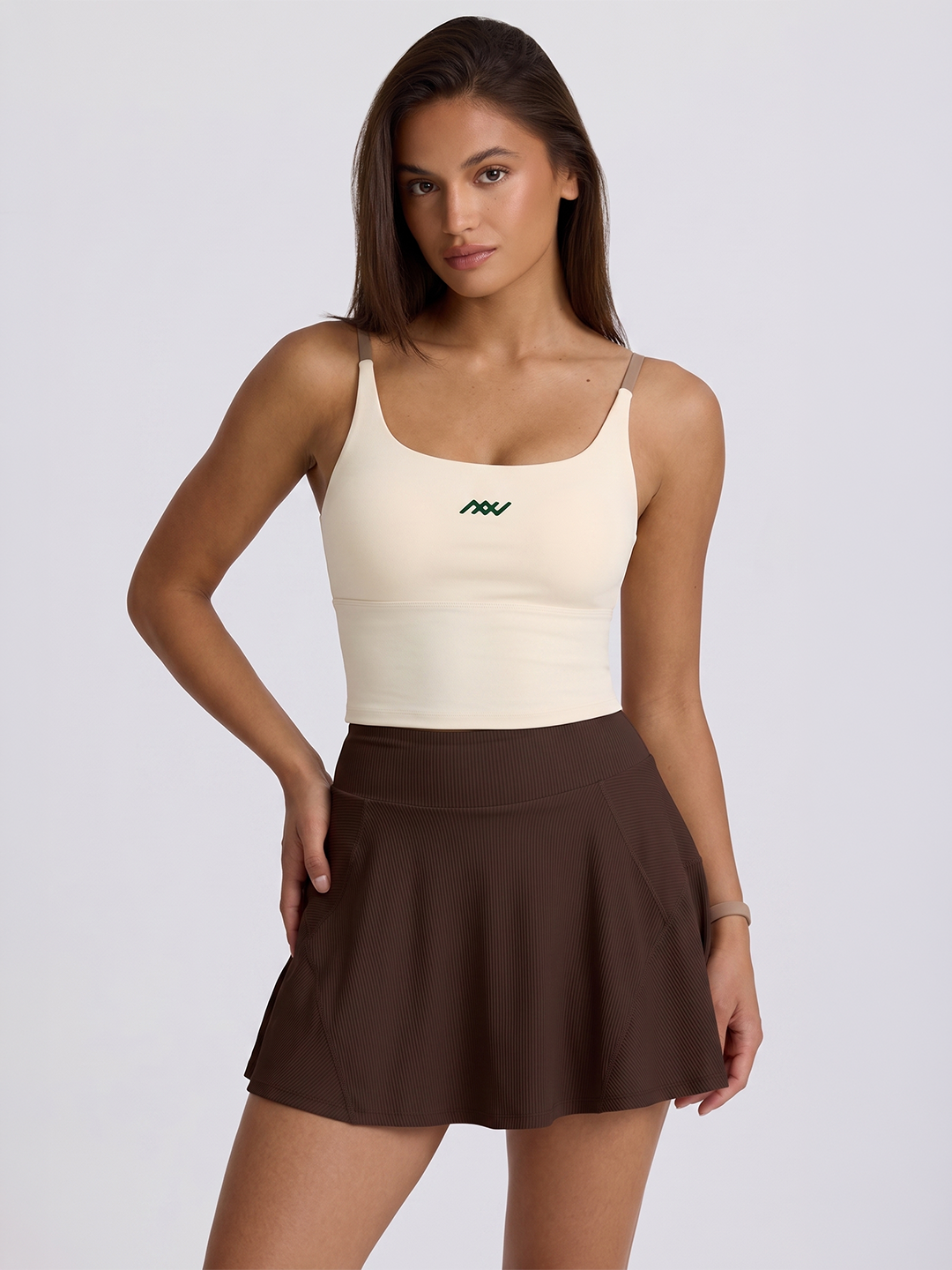 Ace Ribbed Skort - Dark Brown