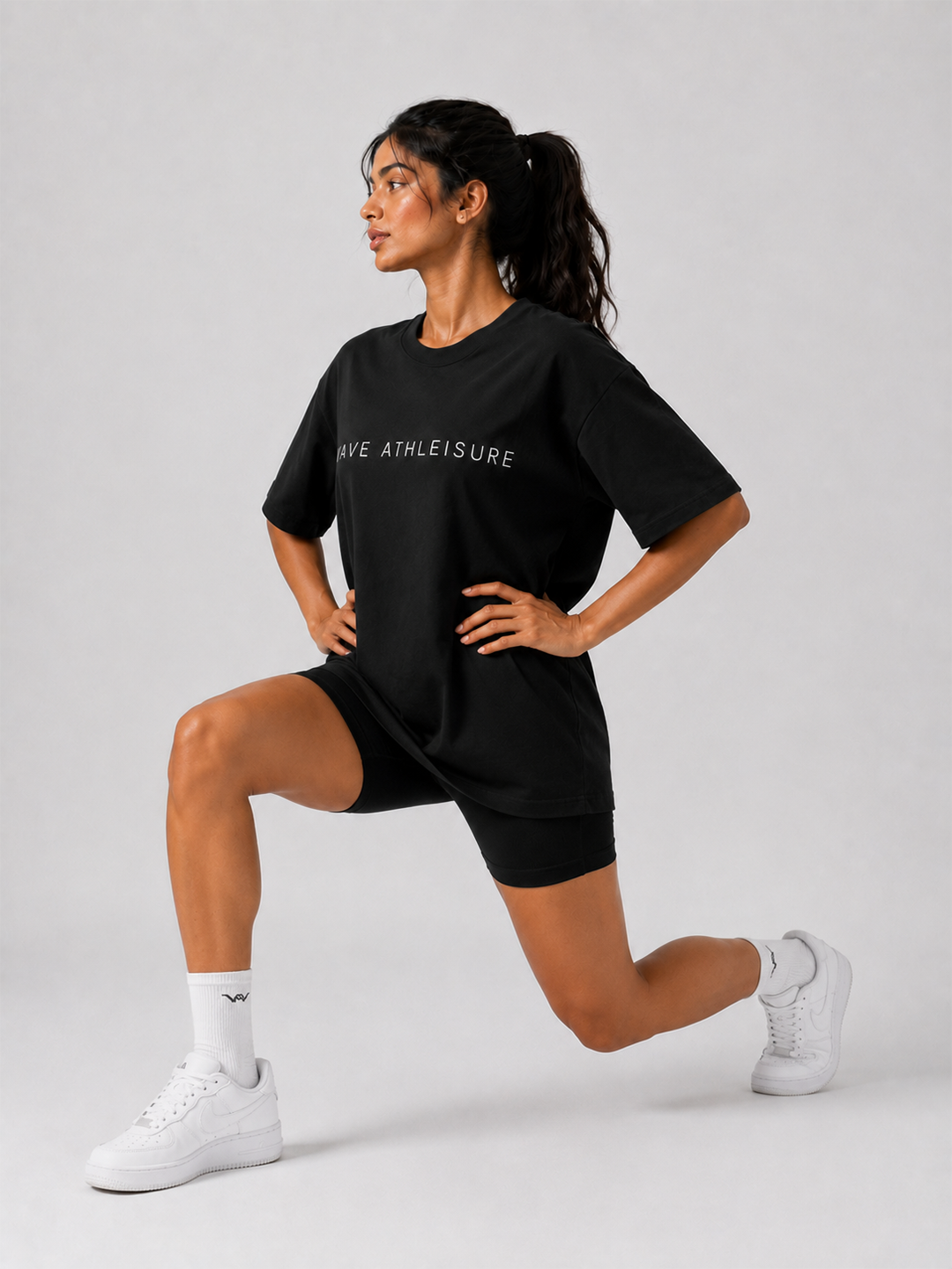 Wave Athleisure Black Oversized Tee