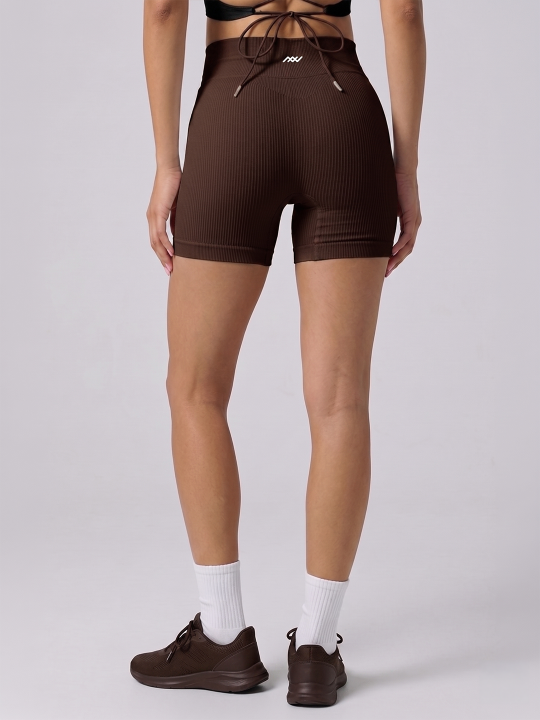Ribbed Crossover V-Shaped Shorts - Espresso Brown