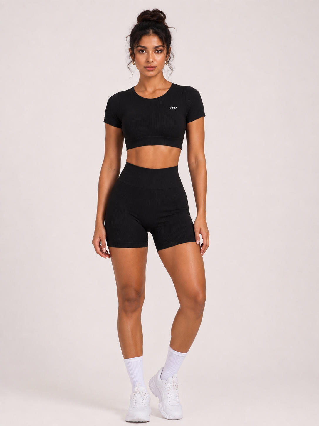 Pulse Open-Back Ribbed Tee - Black