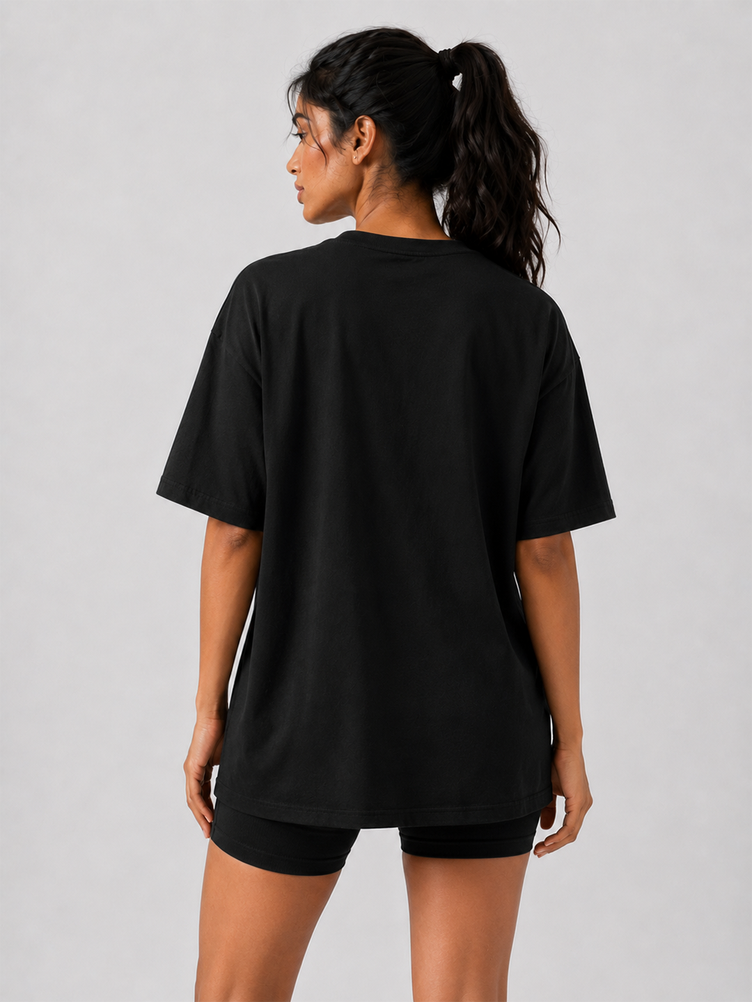Wave Athleisure Black Oversized Tee
