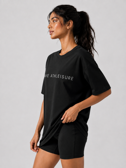 Wave Athleisure Black Oversized Tee