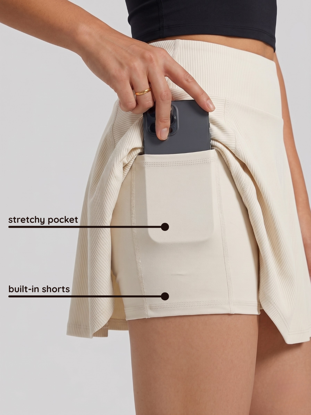 Ace Ribbed Skort - Ivory