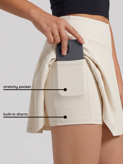 Ace Ribbed Skort - Ivory