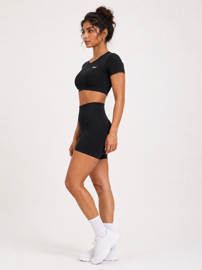 Pulse Seamless Ribbed Shorts - Black