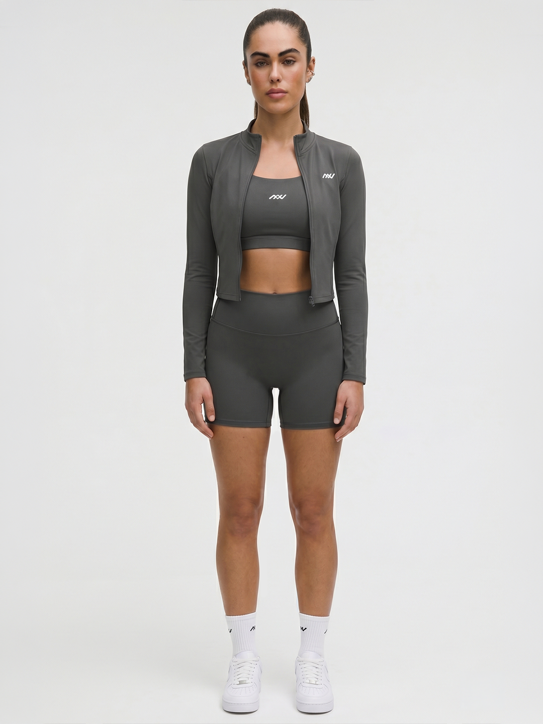 Sculpt Cropped Jacket - Dark Grey