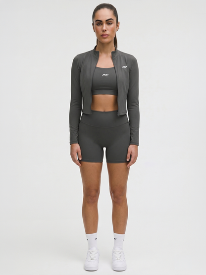 Sculpt Cropped Jacket - Dark Grey