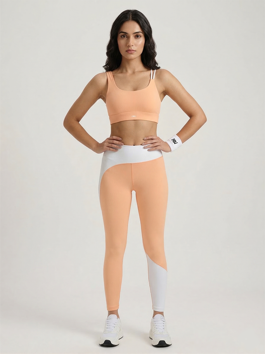 Peach Contrast Yoga Set