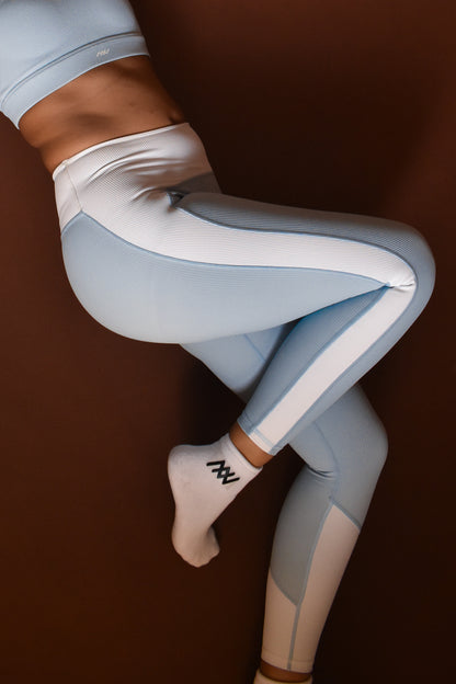 Sky Blue High Waist Contrast Leggings