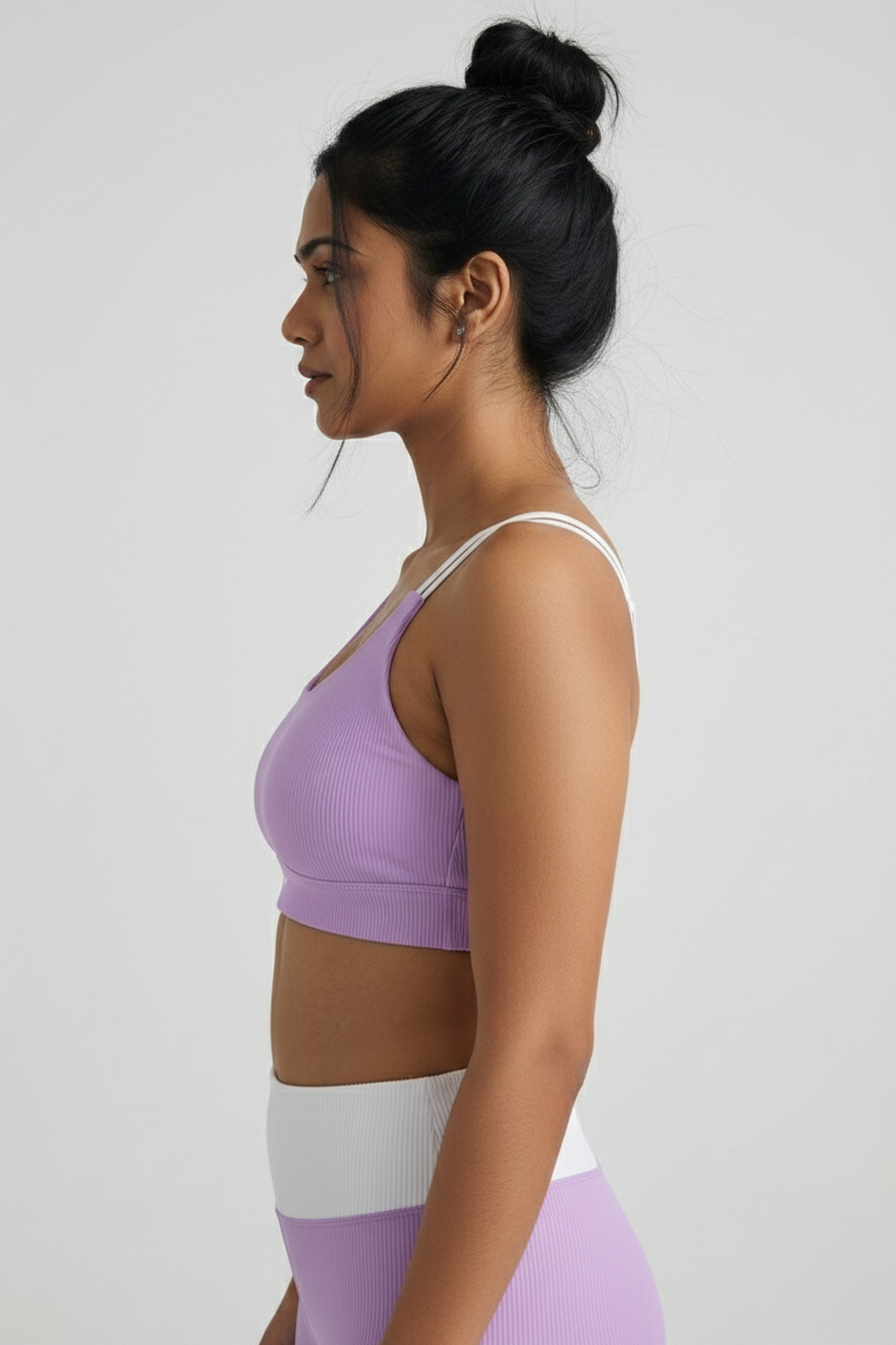 Lilac Offset Sports Bra