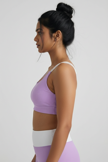 Lilac Offset Sports Bra