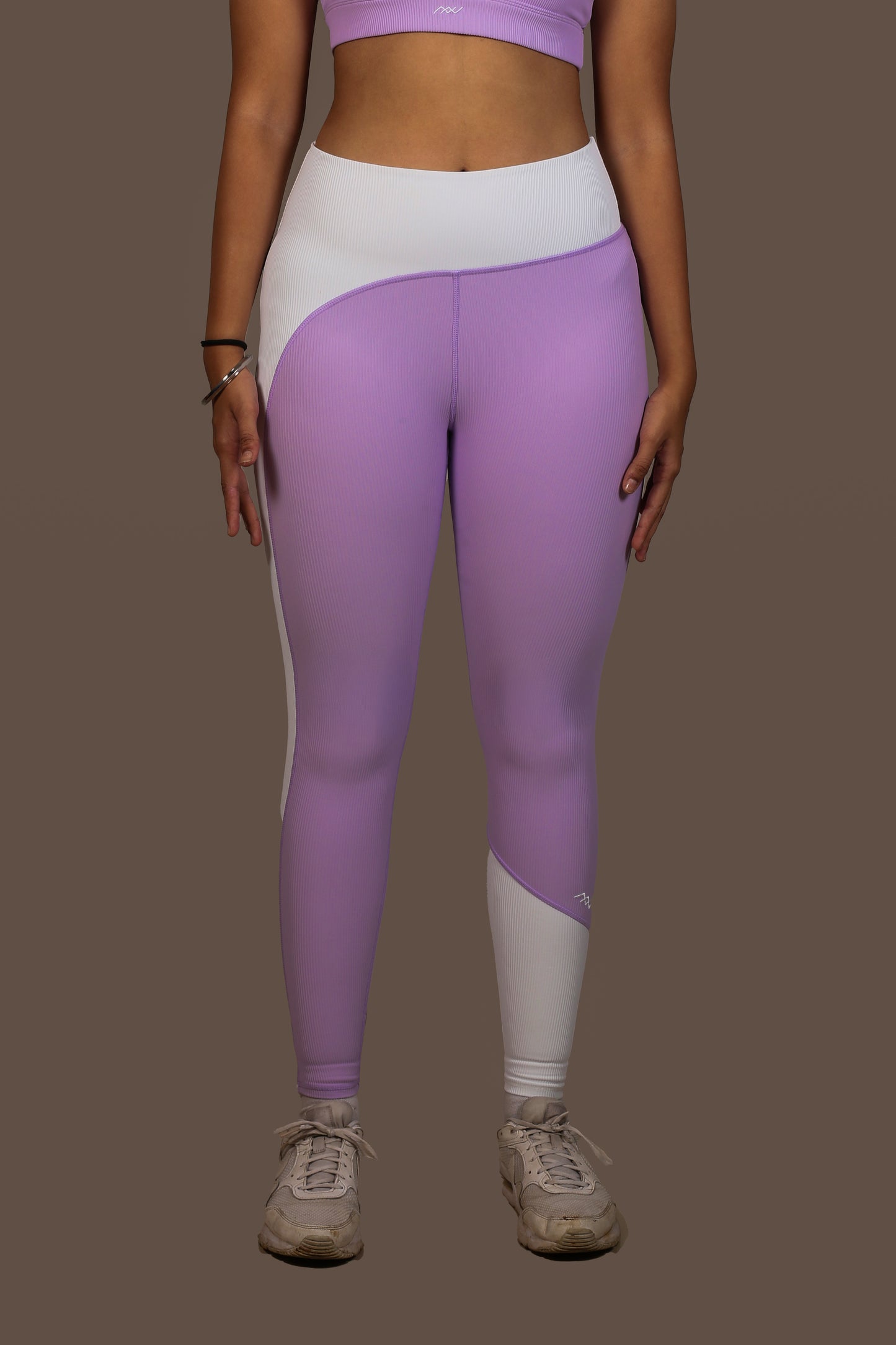 High Waist Contrast Leggings - Amethyst