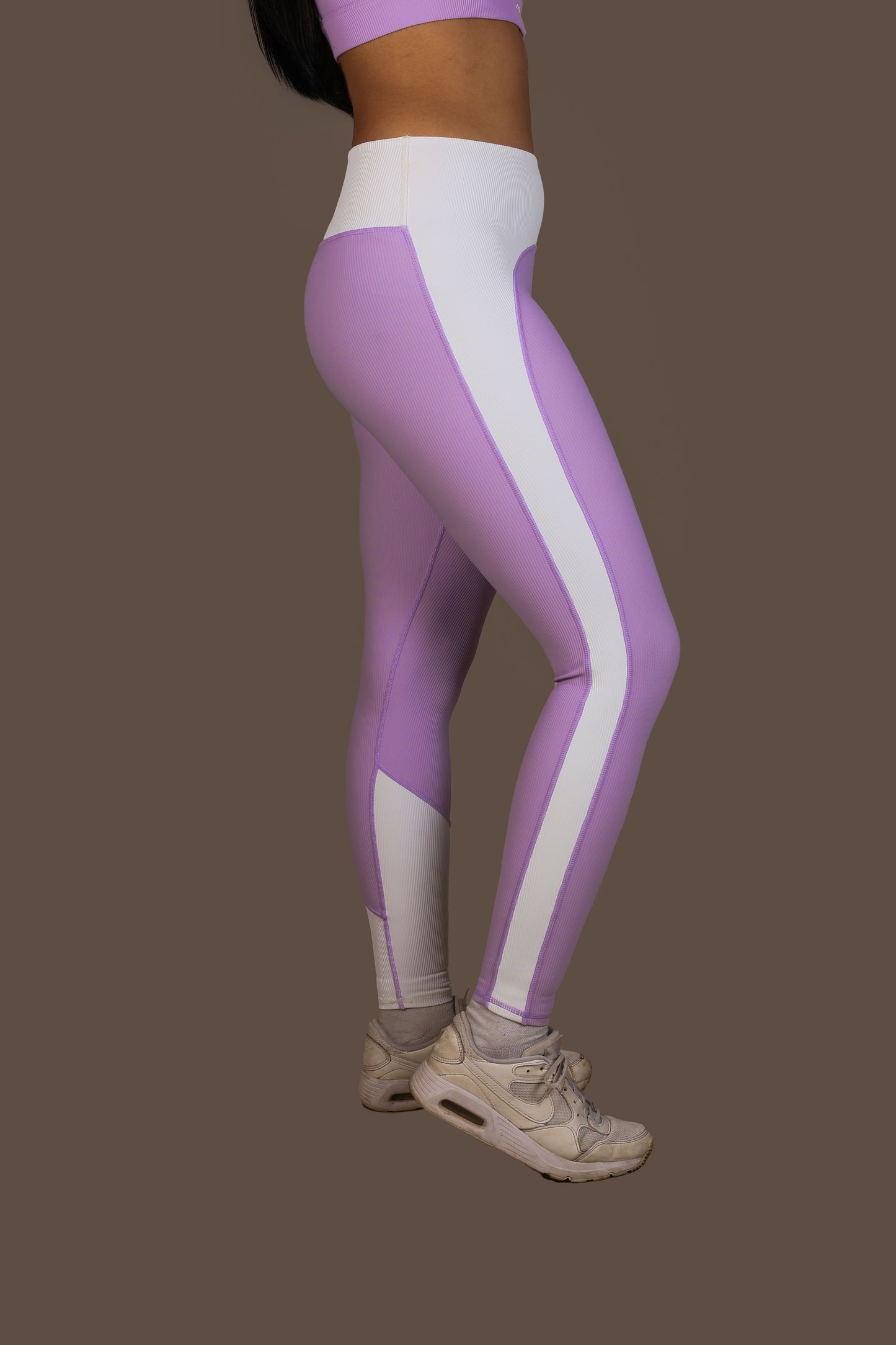 High Waist Contrast Leggings - Amethyst