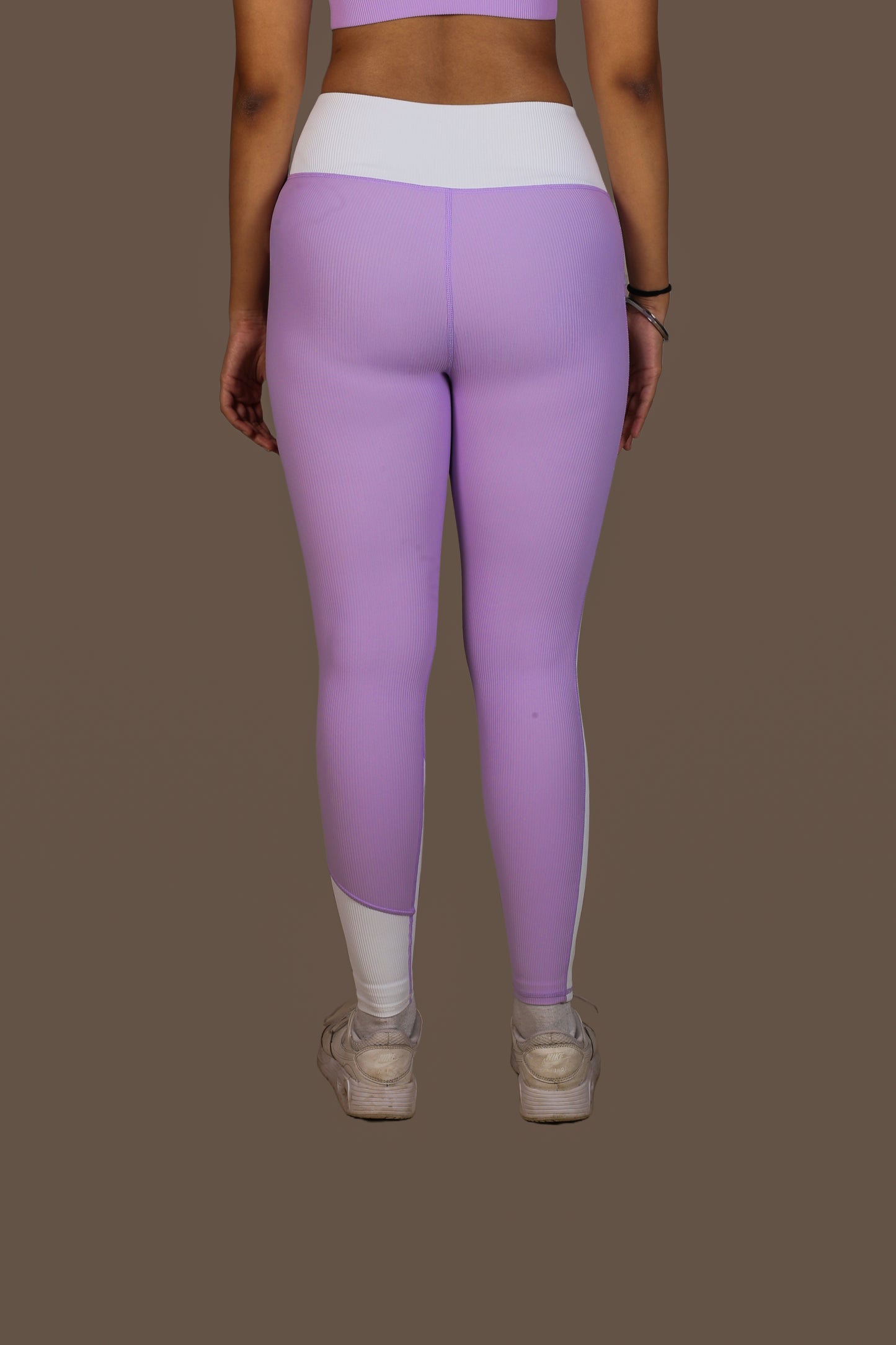 High Waist Contrast Leggings - Amethyst