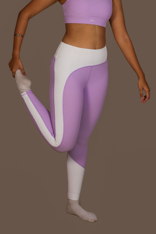 High Waist Contrast Leggings - Amethyst